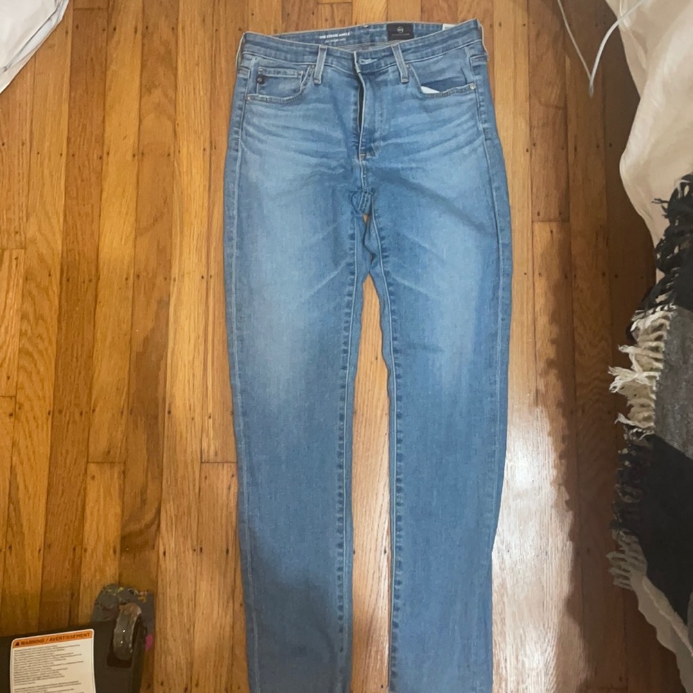 Light wash AG jeans, size 26 regular. The Stevie ankle - slim straight ankle cut